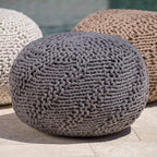 Christopher Knight Home Aria Outdoor Fabric Weave Pouf, Dark Grey