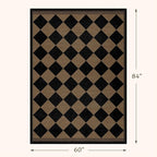 Boho Checkered Easy Jute Indoor Outdoor Rugs for Dining Room Living Room Patio 5x7, Non Skid Washable Checkered Outdoor Rug, Farmhouse Geometric Carpet for Bedroom, Backyard, Brown Diamond Décor