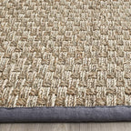 SAFAVIEH Natural Fiber Collection Area Rug - 2'6" x 4', Natural & Dark Grey, Seagrass, Basketweave Pattern with Border (NF114Q)