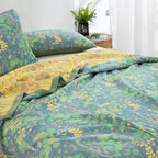 100% Cotton Muslin Botanical Blanket Jacquard Floral Plants Pattern Quilt, Soft Bed Cover Lightweight Breathable Gauzy Reversible Bedspread Coverlet Full/Queen(78"x94"), No Pillow Sham