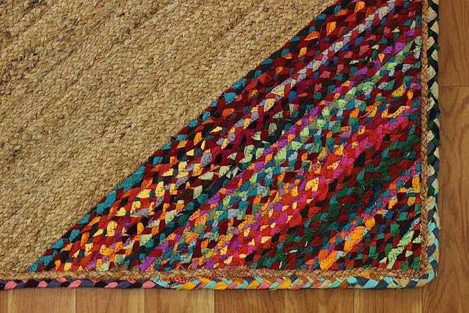 Runner Area Rug - 2.6x4 Feet Multicolor Cape Code Chindi Cotton Jute Rug Geometric Kilim Rug Indoor Outdoor Use Carpet Flatweave Rugs for Bedroom Bedside Runner Kitchen Hallway & Stair