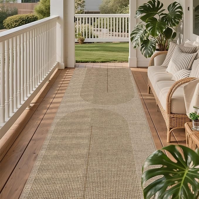 Easy Jute Rug 2.5x8: Indoor Outdoor Natural Boho Area Rugs for Hallway Patio Non Slip - Farmhouse Neutral Contemporary Carpet Mat for Entryway Kitchen Laundry Room Bedroom Washable