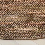 SAFAVIEH Natural Fiber Couture Collection Area Rug - 6' Round, Green & Natural, Handmade Jute, Ideal for Living Room, Bedroom, Home Office, Dining Space (NFC101Y-6R)