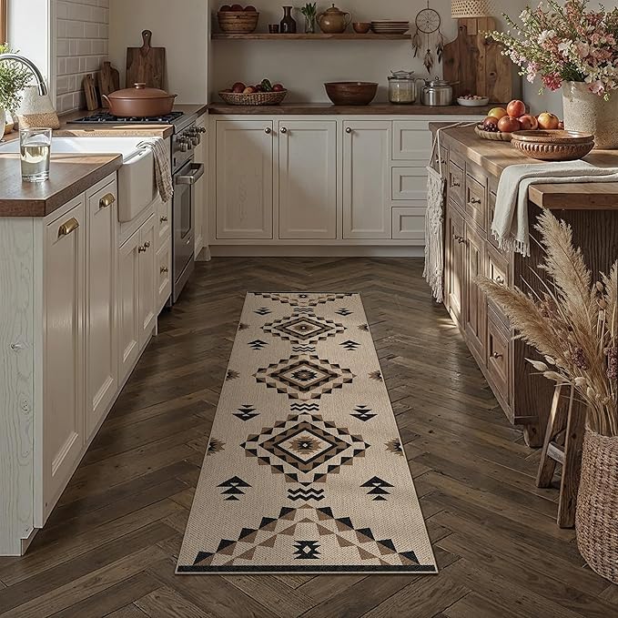 2x6 Easy Jute Runner Rug Washable Brown Boho Hallway Outdoor Rug for Patio Lightweight Non Slip No Sheding Carpet Entryway Bathroom Backyard Porch Kitchen