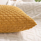 Set of 4 Mustard Yellow Decorative Throw Pillow Covers 22x22 Inch Corduroy Pillow Covers for Bed Couch Sofa Living Room Soft Square Cushion Cases