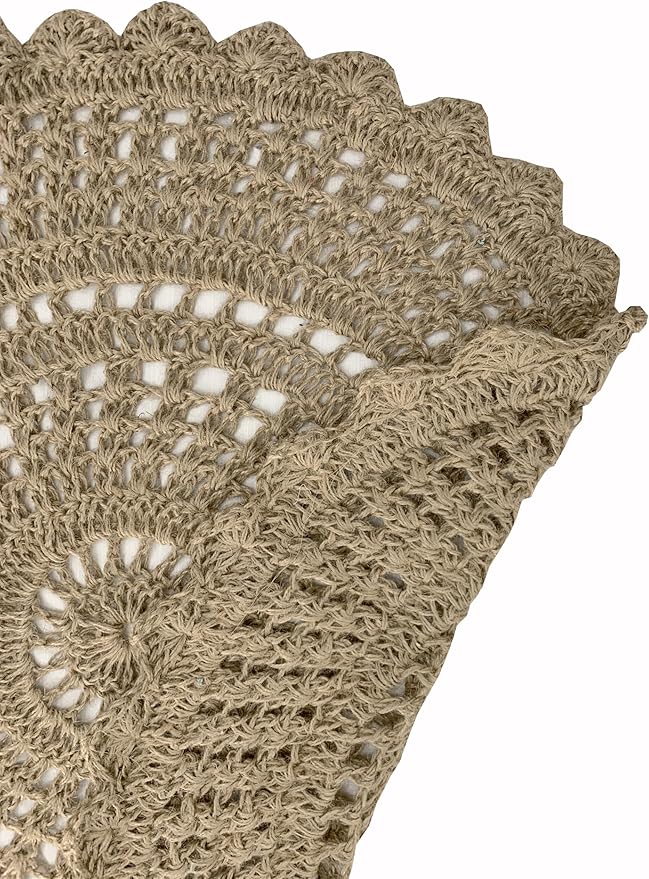 Ramanta Home Jute Handmade Natural Crochet Woven Rug 3 Feet Round, Anti- Slip Circle Boho Farmhouse Accent Area Rugs for Living Room, Kitchen, Bedroom | Nursery Costal Neutral Floor Patio Mat