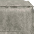 SIMPLIHOME Brody Square Pouf - 18 inch Wide Upholstered Vegan Leather Ottoman in Distressed Grey, Boho Footstool, Coffee Table or Extra Seating for Living Room or Bedroom, Assembled