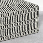 SIMPLIHOME Safford Square Pouf - 20 inch Wide Upholstered PET Polyester Ottoman in Cream White and Deep Black, Boho Indoor/Outdoor Footstool or Extra Seating for Living Room or Patio, Assembled
