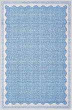 GarveeHome 4 x 6 Rug Non-Slip Washable Low-Pile Carpet - Scalloped Solid Blue Modern Minimalism Rugs for Bedroom Living Room Nursery Kitchen Entryway Indoor Mat with Rubber Back