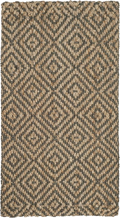 SAFAVIEH Natural Fiber Collection Accent Rug - 2' x 3', Natural & Grey, Handmade Jute, Ideal for High Traffic Areas in Entryway, Living Room, Bedroom (NF181D)