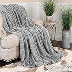 Superior Fleece Boho Jacquard Blanket, Decorative Blankets for Bedroom, Sofa, Fuzzy, Plush, Fluffy, Soft, Cute Room Decor, Beautiful Cover, Comfort Essentials, Arctic Collection, Twin, Platinum