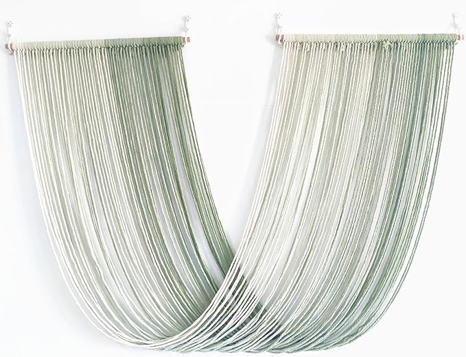 QULBUJ Dip Dye Large Macrame Wall Hanging Tie-Dye Yarn Tapestry Home Boho Wall Decor Ombre Art Headboard Bedroom Living Room 52" Wx34 L,Green