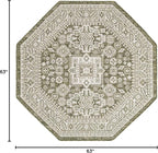 Rugs.com Outdoor Aztec Collection Rug – 5 Ft Octagon Green Flatweave Rug Perfect for Living Rooms, Kitchens, Entryways