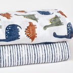 Gerber Baby Unisex 2-Pack Muslin Blanket, Dino Time, One Size