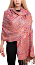 Achillea Reversible Paisley Pashmina Rave Scarf – Exotic Indian Shawls and Wraps for Evening Dresses, Festivals, All Seasons