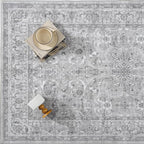 Gray 2x6 Runner Rug Hallway Washable Vintage Carpet Kitchen Long Small Indoor Non Slip Soft Low Pile Thin Stain Resistant Distressed Accent Throw Rug for Bedroom Laundry Office Living Room