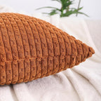 VAKADO Fall Throw Pillow Covers 20x20 Decorative Set of 4 Couch Corduroy Rust Boho Rustic Cushion Case Farmhouse Decor Square for Home Living Room Bed Sofa,Terracotta