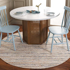 SAFAVIEH Cape Cod Collection Area Rug - 6' Round, Natural/Light Blue, Geometric Design, Ideal for High Traffic Areas in Living Room, Bedroom, Dining (CAP151L)