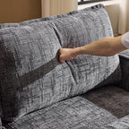 VINGLI 111" Convertible Modular Sectional Sofa,Comfortable L Shaped Reversible Couch with Ottoman, Removable 3 Seater Boneless Modern Couch, Durable Chenille Cloud Sofa for Living Room,Grey