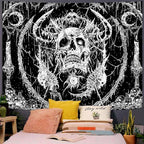 Lifeella Skull Tapestry, Gothic Horror Moon Skeleton Mystic Dark Tapestries for Bedroom Grunge Wall Hanging Black and White 60 x 80 inch
