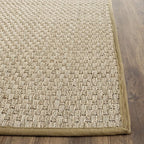 SAFAVIEH Area Rug 6x9 - Natural Fiber Collection - Natural & Olive Green, Seagrass, Basketweave Pattern with Border (NF114G)