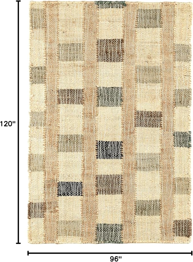 Dash and Albert Mosaic Blue Handwoven Jute Rug, 7.5 X 9.5 Feet, Blue/Ivory Geometric Pattern - Premium Luxury Hotel Quality Soft Breathable Hypoallergenic Machine Washable Easy Care All Season