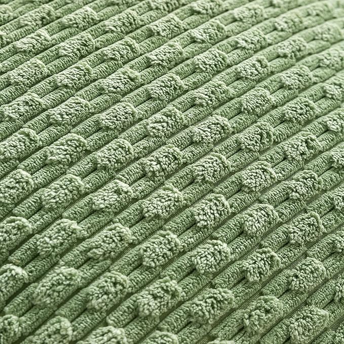 Set of 4 Sage Green Decorative Throw Pillow Covers 18x18 Inch Corduroy Pillow Covers for Bed Couch Sofa Living Room Soft Square Cushion Cases
