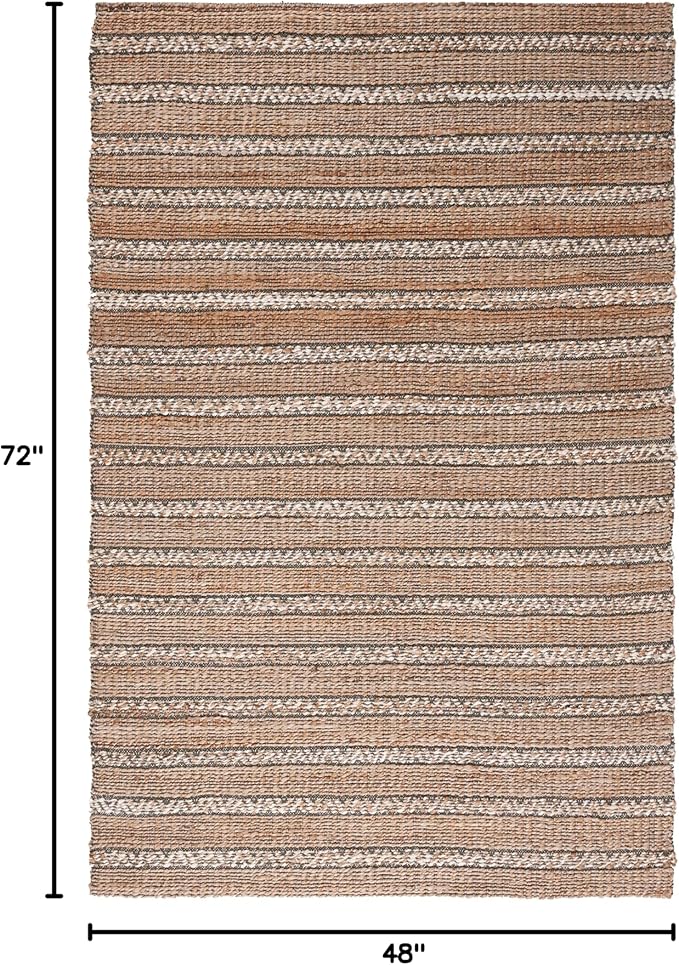 SAFAVIEH Natural Fiber Collection Accent Rug - 4' x 6', Olive & Natural, Handmade Flat Weave Stripe Jute & Cotton Jute, Ideal for High Traffic Areas in Entryway, Living Room, Bedroom (NFB655X)
