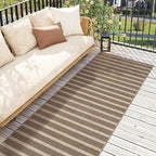 Lahome Elance Striped Easy Jute Hallway Runner Rug, 2x6 Kitchen Mats for Floor Washable Entryway Runner, Farmhouse Neutral Indoor Outdoor Carpet for Hallway 6ft Entry Laundry, Khaki