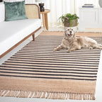 SAFAVIEH Natural Fiber Collection Area Rug - 6' x 9', Natural & Black, Handmade Jute, Ideal for The Living Room, Bedroom, Dining Room (NFB325Z-6)