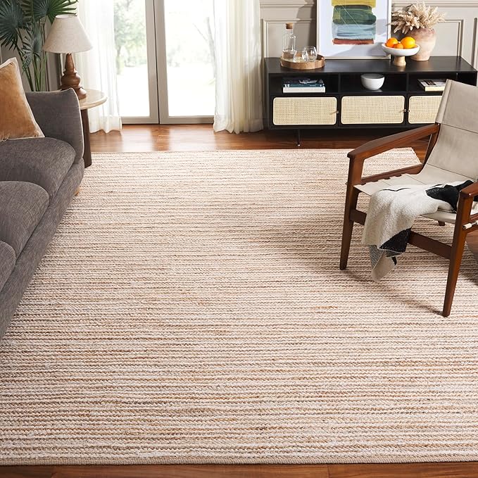SAFAVIEH Area Rug 8x10 - Cape Cod Collection - Large - Natural & Ivory, Geometric Design, Ideal for Living Room, Bedroom, Office, Dining Space (CAP151A)