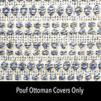 Chardin home UNSTUFFED Ottoman, Cozy & Bohemian Pouf Covers, Hand Crafted Casual Seating, Footrest, Square Floor Pillow for Home, Office, Bedroom, Living Room, 16.5" x 16.5"x 12.9", Blue-Off White
