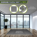ProsourceFit Puzzle Exercise Mat ½ in, EVA Interlocking Foam Floor Tiles for Home Gym, Mat for Home Workout Equipment, Floor Padding for Kids, Grey, 24 in x 24 in x ½ in, 48 Sq Ft - 12 Tiles