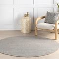 Nuloom Elfriede Handmade, Grey, 6' Round, Solid, Rustic, Jute, Soft and Textured, High Traffic, Stain Resistant, Easy Clean, Durable Area Rug for Bedroom, Living Room, Dining, Den, Foyer