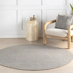 Nuloom Elfriede Handmade, Grey, 6' Round, Solid, Rustic, Jute, Soft and Textured, High Traffic, Stain Resistant, Easy Clean, Durable Area Rug for Bedroom, Living Room, Dining, Den, Foyer