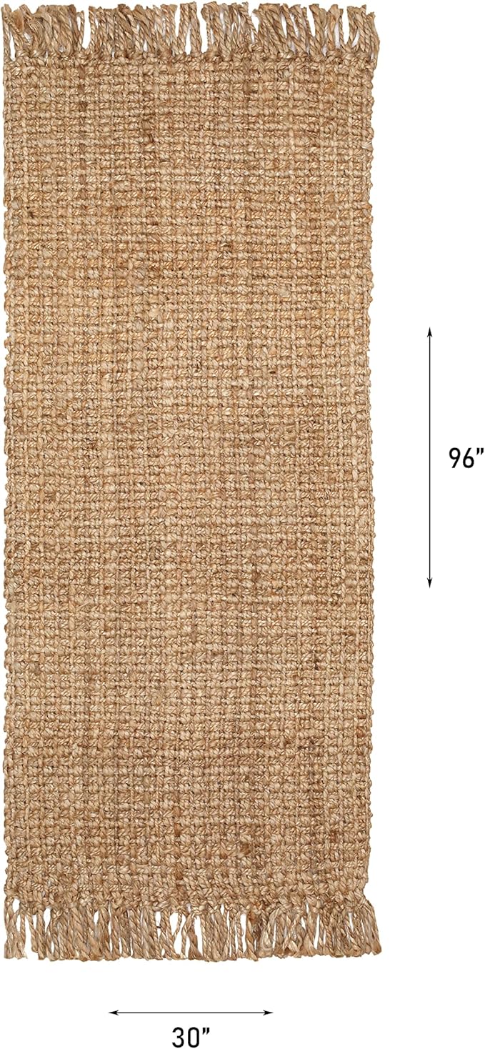 Hausattire Hand Woven Jute Runner Area Rug 2.5'x8' - Natural,Reversible Farmhouse Boho Rustic Area Runner Rugs for Hallway, Kitchen,Living Room,Bedroom|Decorative Floor Rugs-30x96 Inches