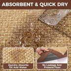 Kitchen Runner Rugs Non Slip Washable Anti Fatigue, Super Absorbent 0.4" Thick Cushioned Long Kitchen Mats for Floor, Jute-Look Sink Floor Mat Laundry Standing Mat, Easy Clean, Brown 17"x59"