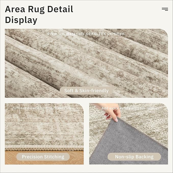 Runner Rug 3x12 Washable Non-Slip Hallway Runner Rugs for Kitchen Bathroom Laundry Room Brown Vintage Floor Carpet Runners for Hallways Entryway