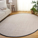 SAFAVIEH Area Rug 6x8 Oval - Natural Fiber Collection - Marble & Dark Grey, Sisal, Woven Design with Border (NF143D)