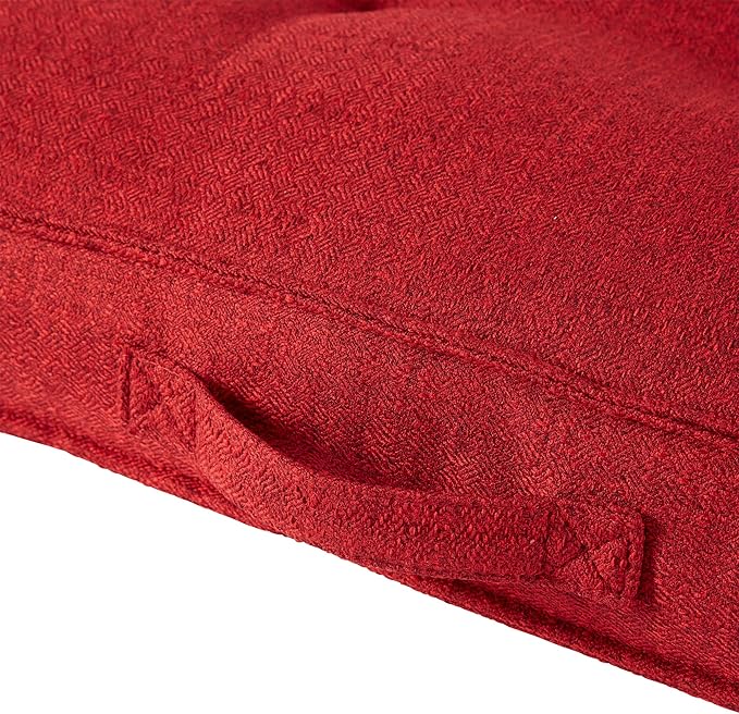 Square Tufted Floor Pillow with Removable Cover, Scarlet, Large (40")