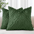decorUhome Cozy Textured Euro Sham Throw Pillow Covers 24x24 Inch Set of 2, Soft Plush Faux Wool Forest Elf Accent Couch Pillow Covers for Modern Farmhouse Sofa Bed Living Room