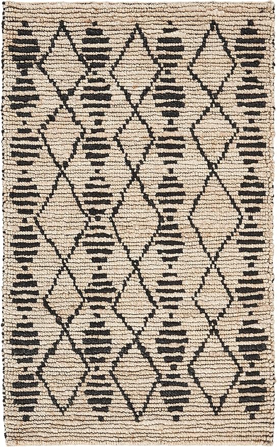 SAFAVIEH Bohemian Collection 3' x 5' Beige / Black BOH703Z Handmade Moroccan Tribal Jute Area Rug