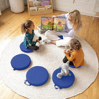 ECR4Kids SoftZone Floor Cushions, Round, Flexible Seating, Blue, 6-Piece