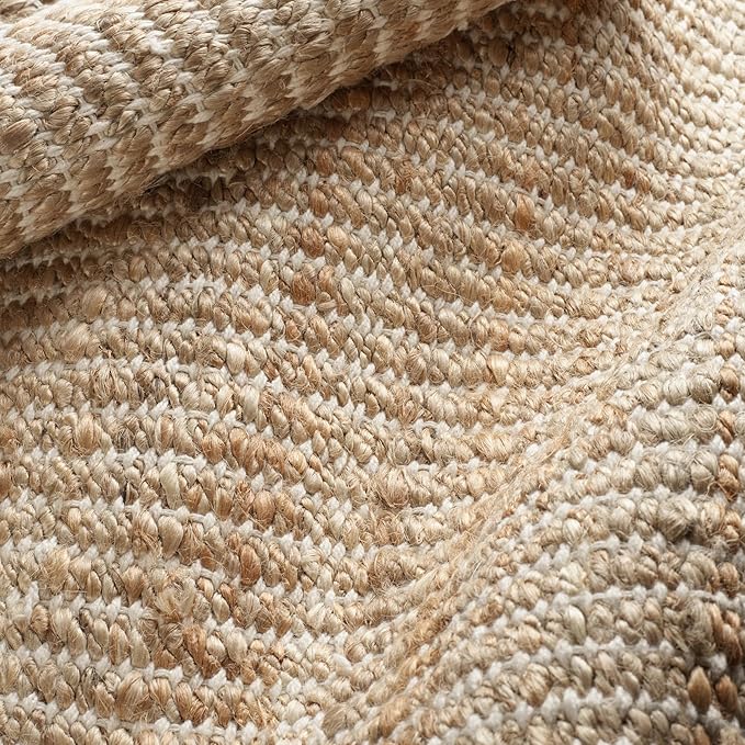 Dash & Albert Gridwork Ivory Handwoven Jute Rug, 4 X 6 Feet, Ivory Solid Pattern