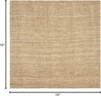 SAFAVIEH Area Rug 10' Square - Natural Fiber Collection - Large - Natural Brown, Handmade Jute, Farmhouse Style, Chunky Textured Thick Pile (NF447A)