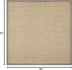 SAFAVIEH Area Rug 7' Square - Natural Fiber Collection - Natural & Grey, Seagrass, Basketweave Pattern with Border (NF114P)