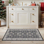 Washable 2x3 Entryway Area Rug: Vintage Soft Thin Door Mat with Non Slip Backing Water Resistant Carpet for Bedroom Low Pile Floor Mat for Kitchen Bathroom Easy Clean Rug for Family (2 X 3, Black)