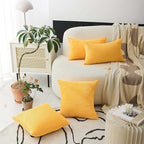 Home Brilliant 12 x 20 Spring Pillow Covers Set of 2 Plush Striped Corduroy Velvet Rectangular Throw Pillow Covers for Chair Couch Decor Lumbar Pillows, 12 x 20 inch, Sunflower Yellow
