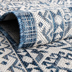 Rugs.com Outdoor Aztec Collection Rug – 2x4 Hearth Blue Flatweave-Pile Rug Perfect for Living Rooms, Large Dining Rooms, Open Floorplans