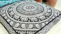 Black White Elephant Flower Mandala Mandala Barmeri Large Floor Pillow Cover Cushion Meditation Seating Ottoman Throw Cover Hippie Decorative Zipped Bohemian Pouf Ottoman Cases 24 " square